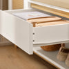 SoBuy FSR128-W Meuble Chaussure Banc Chaussures Entrée avec Tiroir, Porte à Treillis, Coussin Confortable pour Meuble d'Entrée ou Banc d'Entrée, Rangement Chaussures Blanc Naturel 100x35x60cm