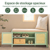 SoBuy FSR129-GR Meuble Chaussures Banc Rangement Chaussures Entrée avec 3 Tiroirs, Portes Grille et Coussin Rembourré, 150kg, Vert, 100x34x46cm