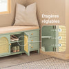 SoBuy FSR129-GR Meuble Chaussures Banc Rangement Chaussures Entrée avec 3 Tiroirs, Portes Grille et Coussin Rembourré, 150kg, Vert, 100x34x46cm