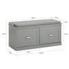 SoBuy FSR131-HG Banc Chaussures Entrée, Banc de Rangement, Meuble Chaussures avec Siège Rembourré et 2 Portes, Rangement Chaussures, pour Couloir, Entrée, Chambre à Coucher, Gris, 90x34x46 cm