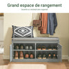 SoBuy FSR131-HG Banc Chaussures Entrée, Banc de Rangement, Meuble Chaussures avec Siège Rembourré et 2 Portes, Rangement Chaussures, pour Couloir, Entrée, Chambre à Coucher, Gris, 90x34x46 cm