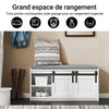 SoBuy FSR133-K-W Étagère à Chaussures, Meuble à Chaussures, Porte-Chaussures avec 2 Portes, Meuble d'entrée, Coffre Rangement pour Chaussures avec Porte de Grange Coulissante, L90xP35xH46 cm