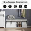 SoBuy FSR133-W Meuble Chaussures Banc à Chaussures avec 6 Compartiments - Porte de Grange Coulissante et Banc de Rangement - Meuble d'Entrée, Capacité 200kg pour Entrée, Chambre, Salon, 120x35x45cm
