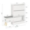 SoBuy FSR134-W Meuble à Chaussures, Armoire à Chaussures avec 1 Banc de Rangement Amovible sur Pieds, Meuble d'entrée avec 2 Abattants, 2 Portes, 2 Tiroirs et Coussin Assisse - (124-92) x 24 x 126 cm