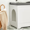 SoBuy FSR136-W Banc de Rangement Banc à Chaussures avec 2 Portes et 3 Bols Intégrés Maison en Bois pour Chat avec Accès Latéral