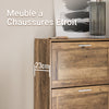 SoBuy FSR137-F Meuble Chaussure Meuble à Chaussures Entrée Rangement Compact 2 Abattants Réglables - Armoire à Chaussures Fine pour Couloir - Bois foncé 60x23x79c