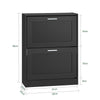 SoBuy FSR137-SCH Meuble à Chaussures Armoire à Chaussures Commode à Chaussures Meuble d'entrée, Meuble de Rangement à Chaussures avec 2 Abattants pour Entrée Couloir – L60xP25xH80 cm, Noir