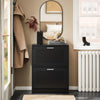 SoBuy FSR137-SCH Meuble à Chaussures Armoire à Chaussures Commode à Chaussures Meuble d'entrée, Meuble de Rangement à Chaussures avec 2 Abattants pour Entrée Couloir – L60xP25xH80 cm, Noir