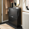 SoBuy FSR137-SCH Meuble à Chaussures Armoire à Chaussures Commode à Chaussures Meuble d'entrée, Meuble de Rangement à Chaussures avec 2 Abattants pour Entrée Couloir – L60xP25xH80 cm, Noir