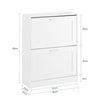 SoBuy FSR137-W Meuble Chaussure Meuble à Chaussures Entrée Rangement Compact 2 Abattants Réglables - Armoire à Chaussures Fine pour Couloir - Blanc 60x25x80cm