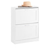SoBuy FSR137-W Meuble Chaussure Meuble à Chaussures Entrée Rangement Compact 2 Abattants Réglables - Armoire à Chaussures Fine pour Couloir - Blanc 60x25x80cm