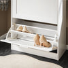 SoBuy FSR137-W Meuble Chaussure Meuble à Chaussures Entrée Rangement Compact 2 Abattants Réglables - Armoire à Chaussures Fine pour Couloir - Blanc 60x25x80cm
