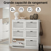 SoBuy FSR145-W Meuble à Chaussures à 6 Abattants, Meuble de Rangement à Chaussures, Armoire à Chaussures Coffre de Rangement avec 2 Crochets, Grande Capacité pour Entree, Couloir, 115x30x112 cm