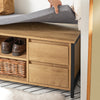 SoBuy FSR149-N Banc de Rangement à Chaussure Meuble d'entrée Rangement Commode à Chaussures avec Siège Armoire à Chaussures avec Coussin et Tiroirs, Noir-Naturel, 110 x 35 x 45 cm