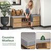 SoBuy FSR149-N Banc de Rangement à Chaussure Meuble d'entrée Rangement Commode à Chaussures avec Siège Armoire à Chaussures avec Coussin et Tiroirs, Noir-Naturel, 110 x 35 x 45 cm