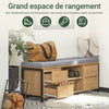 SoBuy FSR149-N Banc de Rangement à Chaussure Meuble d'entrée Rangement Commode à Chaussures avec Siège Armoire à Chaussures avec Coussin et Tiroirs, Noir-Naturel, 110 x 35 x 45 cm