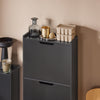 SoBuy FSR151-H-SCH Meuble d’Entree avec 3 Abattants, Armoire à Chaussures Moderne, Range Chaussures Étroit pour Petite Entrée ou Couloir 50x19x129cm Noir