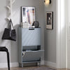 SoBuy FSR151-HG Meuble d’Entree avec 2 Abattants, Armoire à Chaussures Moderne, Range Chaussures Étroit pour Petite Entrée ou Couloir 50x19x91cm Gris