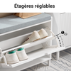 SoBuy FSR151-K-W Banc Chaussures Entrée Meuble Chaussure avec Assise Coussin Rembourré et Abattant - Meuble de Rangement Chaussures, L60 x P24 x H52 cm - Capacité de Charge 113 kg, Blanc