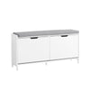 SoBuy FSR151-L-W Meuble à Chaussures Banc à Chaussures - Rangement Chaussures avec 4 Compartiments - Coussin Confortable - Capacité de Charge 250 kg - Banc d'Entrée en Bois Blanc 105 x 24 x 52 cm