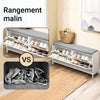 SoBuy FSR151-L-W Meuble à Chaussures Banc à Chaussures - Rangement Chaussures avec 4 Compartiments - Coussin Confortable - Capacité de Charge 250 kg - Banc d'Entrée en Bois Blanc 105 x 24 x 52 cm