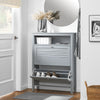 SoBuy FSR152-HG Armoire à Chaussures Commode à Chaussures 2 Abattants Meuble de Rangement à Chaussures