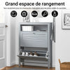 SoBuy FSR152-HG Armoire à Chaussures Commode à Chaussures 2 Abattants Meuble de Rangement à Chaussures