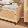 SoBuy FSR154-N Banc de Rangement, Banc à Chaussures, Meuble de Rangement pour Entrée avec Coussin Rembourré, 2 Portes Coulissante et Façades Rotin Tissé, 110 x 40 x 49 cm