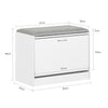 SoBuy FSR16-HG Banc Chaussures Entrée Meuble Rangement Chaussures - Compact avec Abattant, Coussin Confortable et Coffre Intégré - pour Couloir ou Dressing, 60x30x46cm, Blanc+Gris