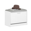 SoBuy FSR16-HG Banc Chaussures Entrée Meuble Rangement Chaussures - Compact avec Abattant, Coussin Confortable et Coffre Intégré - pour Couloir ou Dressing, 60x30x46cm, Blanc+Gris