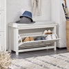 SoBuy FSR161-W Banc à Chaussures Rembourré – Meuble Chaussure Entrée avec Abattant Réglable et Coussin Confortable – Banc Rangement Chaussures pour Entrée – Blanc Vintage 80x30x50cm 150kg