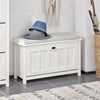 SoBuy FSR161-W Banc à Chaussures Rembourré – Meuble Chaussure Entrée avec Abattant Réglable et Coussin Confortable – Banc Rangement Chaussures pour Entrée – Blanc Vintage 80x30x50cm 150kg