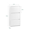 SoBuy FSR165-H-W Meuble à Chaussures Meuble d'entrée Meuble de Rangement à Chaussures avec 3 Abattants pour Petite Entrée Couloir, Blanc, LPH 61x26x120 cm