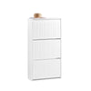 SoBuy FSR165-H-W Meuble à Chaussures Meuble d'entrée Meuble de Rangement à Chaussures avec 3 Abattants pour Petite Entrée Couloir, Blanc, LPH 61x26x120 cm