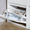 SoBuy FSR165-H-W Meuble à Chaussures Meuble d'entrée Meuble de Rangement à Chaussures avec 3 Abattants pour Petite Entrée Couloir, Blanc, LPH 61x26x120 cm