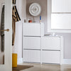 SoBuy FSR165-H-W Meuble à Chaussures Meuble d'entrée Meuble de Rangement à Chaussures avec 3 Abattants pour Petite Entrée Couloir, Blanc, LPH 61x26x120 cm