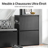 SoBuy FSR165-K-SCH Meuble Chaussures - Meuble Rangement Chaussures - 2 Abattants pour Petite Entrée ou Couloir - Design Moderne et Fonctionnel - Facile à Assembler - Noir, 61x26x81 cm