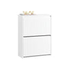 SoBuy FSR165-K-W Meuble Chaussures - Meuble Rangement Chaussures - 2 Abattants pour Petite Entrée ou Couloir - Design Moderne et Fonctionnel - Facile à Assembler - Blanc, 61x26x81 cm