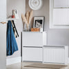 SoBuy FSR165-K-W Meuble Chaussures - Meuble Rangement Chaussures - 2 Abattants pour Petite Entrée ou Couloir - Design Moderne et Fonctionnel - Facile à Assembler - Blanc, 61x26x81 cm