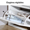 SoBuy FSR165-K-W Meuble Chaussures - Meuble Rangement Chaussures - 2 Abattants pour Petite Entrée ou Couloir - Design Moderne et Fonctionnel - Facile à Assembler - Blanc, 61x26x81 cm