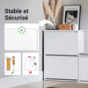 SoBuy FSR165-K-W Meuble Chaussures - Meuble Rangement Chaussures - 2 Abattants pour Petite Entrée ou Couloir - Design Moderne et Fonctionnel - Facile à Assembler - Blanc, 61x26x81 cm
