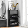SoBuy FSR165-SCH Banc à Chaussures avec Coussin Rembourrée 2 Abattant, Banc de Rangement