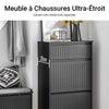 SoBuy FSR165-SCH Banc à Chaussures avec Coussin Rembourrée 2 Abattant, Banc de Rangement