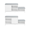 SoBuy FSR166-W Banc de Rangement, Banc à Chaussures avec 2 Coussin Rembourré, avec 1 Porte Coulissante et 3 Compartiments