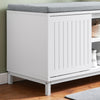 SoBuy FSR166-W Banc de Rangement, Banc à Chaussures avec 2 Coussin Rembourré, avec 1 Porte Coulissante et 3 Compartiments