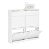 SoBuy FSR169-W Meuble Chaussures Meuble à Chaussures Entrée Rangement Chaussure Ultra Mince - 4 Portes Pliables, 2 Tiroirs, Gain de Place, Blanc, 98x19x95cm