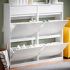 SoBuy FSR169-W Meuble Chaussures Meuble à Chaussures Entrée Rangement Chaussure Ultra Mince - 4 Portes Pliables, 2 Tiroirs, Gain de Place, Blanc, 98x19x95cm