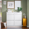 SoBuy FSR169-W Meuble Chaussures Meuble à Chaussures Entrée Rangement Chaussure Ultra Mince - 4 Portes Pliables, 2 Tiroirs, Gain de Place, Blanc, 98x19x95cm