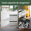 SoBuy FSR169-W Meuble Chaussures Meuble à Chaussures Entrée Rangement Chaussure Ultra Mince - 4 Portes Pliables, 2 Tiroirs, Gain de Place, Blanc, 98x19x95cm