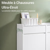 SoBuy FSR169-W Meuble Chaussures Meuble à Chaussures Entrée Rangement Chaussure Ultra Mince - 4 Portes Pliables, 2 Tiroirs, Gain de Place, Blanc, 98x19x95cm